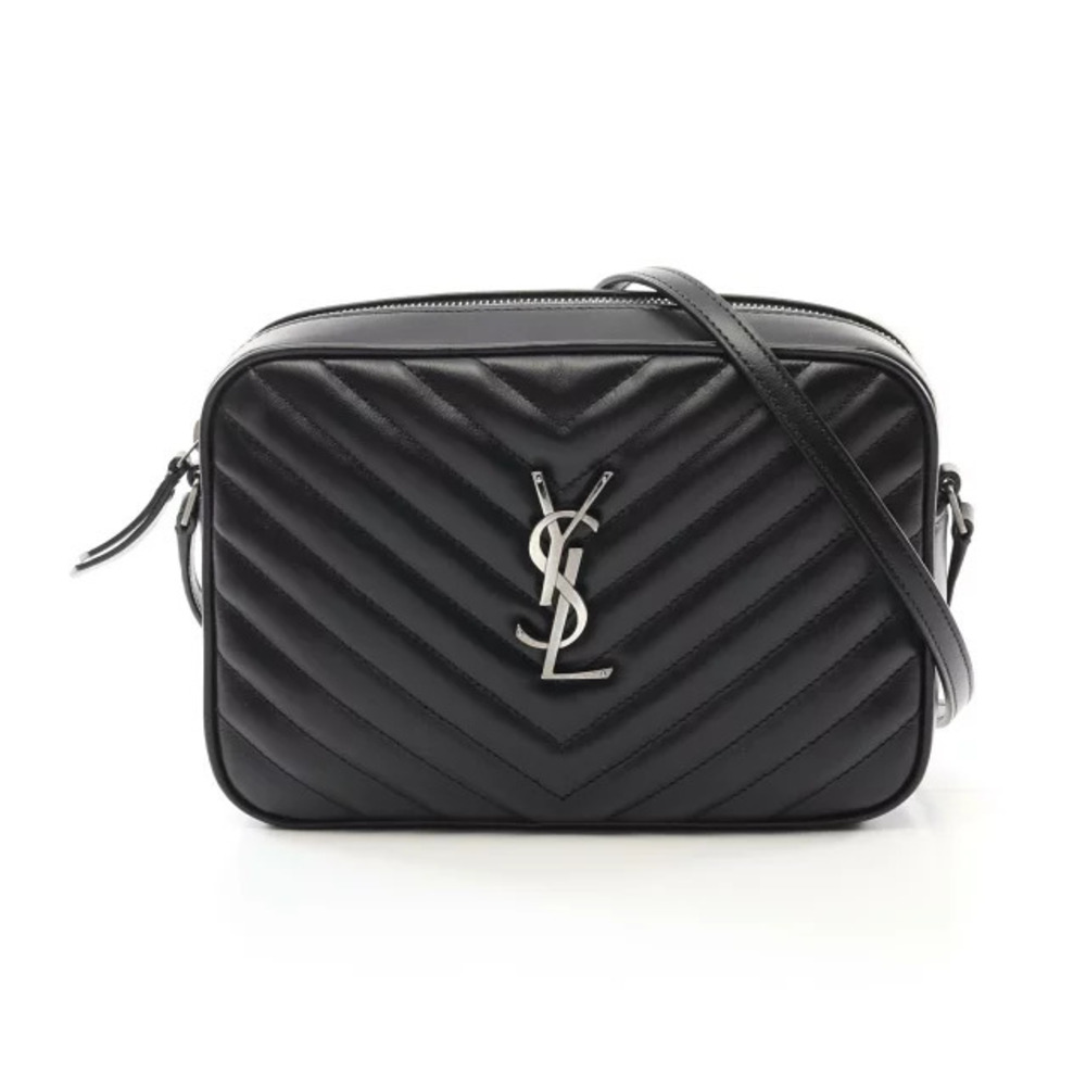 Saint Laurent LOU Monogram Camera Bag Shoulder Leather Black